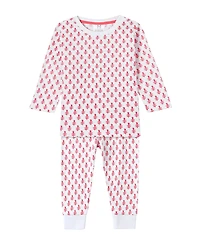 Malabar Baby Little Girls Organic Cotton 2PC Pajama Set, Pink City (Pink & White)