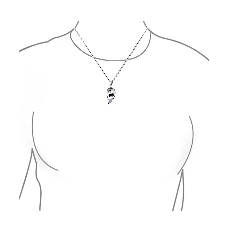 Bling Jewelry Break Apart Heart Pendant Necklace Bff - Silver Tone Stainless Steel