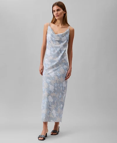 Calvin Klein Women's Printed Cowl-Neck Slip Dress