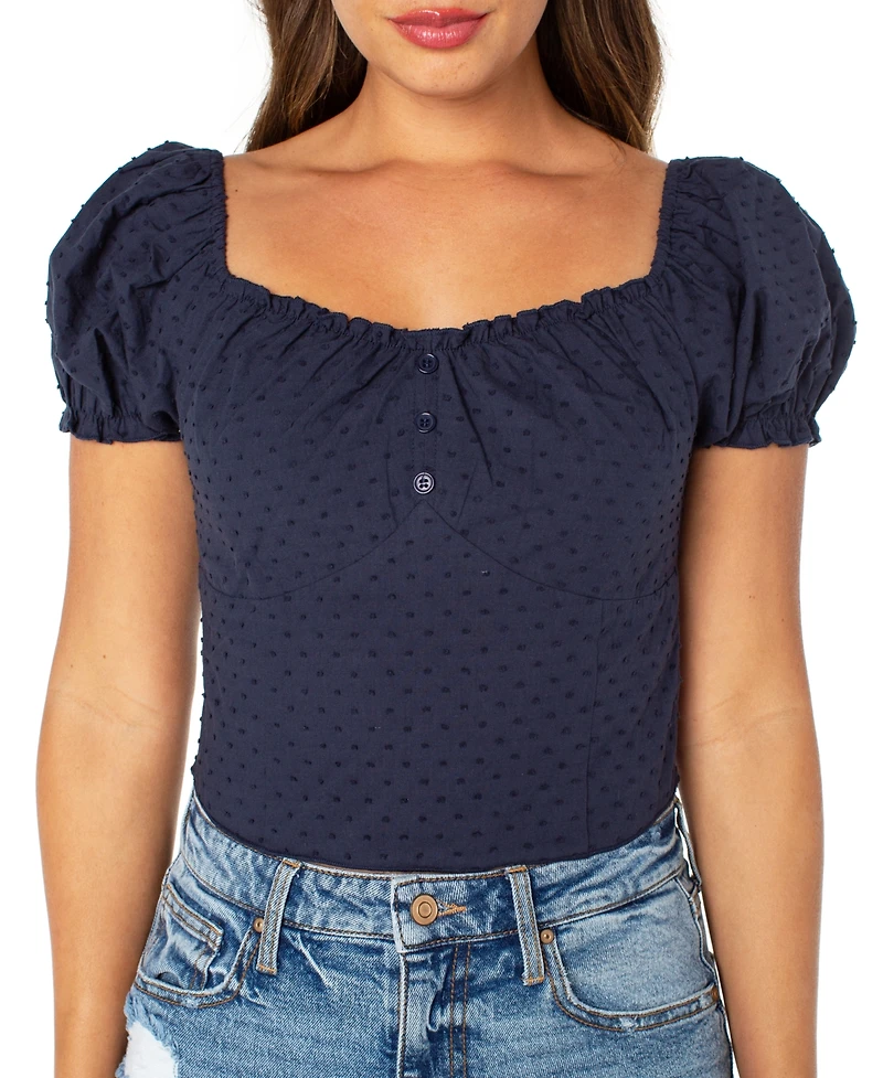 Celebrity Pink Juniors' Cropped Puff-Sleeve Top
