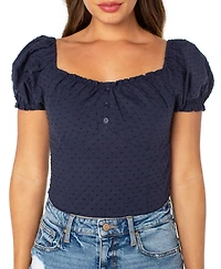 Celebrity Pink Juniors' Cropped Puff-Sleeve Top