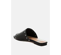 Renaldi Genuine Leather Studded Slip-On Flats