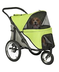PawHut 3 Wheels Dog Stroller w/ One-Hand Fold, Rubber Wheels,