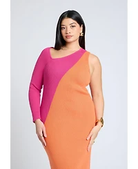 Eloquii Women's Colorblocked Asym Dress