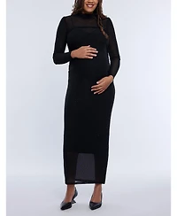 Motherhood Maternity Mesh Turtleneck Maxi Dress