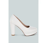 Damsor Leather Block Heel Pumps