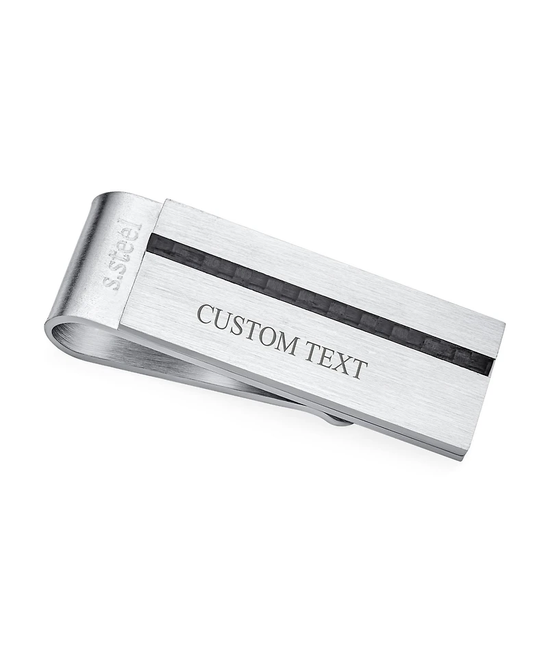 Bling Jewelry Two Tone Black Weave Inlay Carbon Fiber Money Clip Card Holder