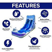 HeroKiddo 16FT Dolphin Inftatable Water Slide with Detachable Pool & Air Blower, Commercial Grade, 100% Pvc Vinyl, Outdoor Backyard, Kids and Adults,