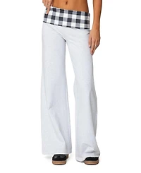 Edikted Womens Beth Gingham Fold Over Pants