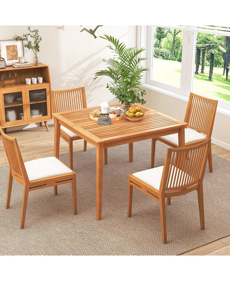 Acacia Wood Dining Square Bistro Table with Umbrella Hole