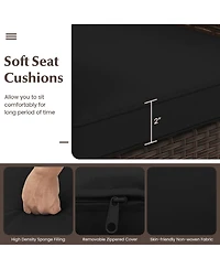 Gymax 3 Pcs Outdoor Conversation Set w/ Cushioned Seat & Tempered Glass Tabletop