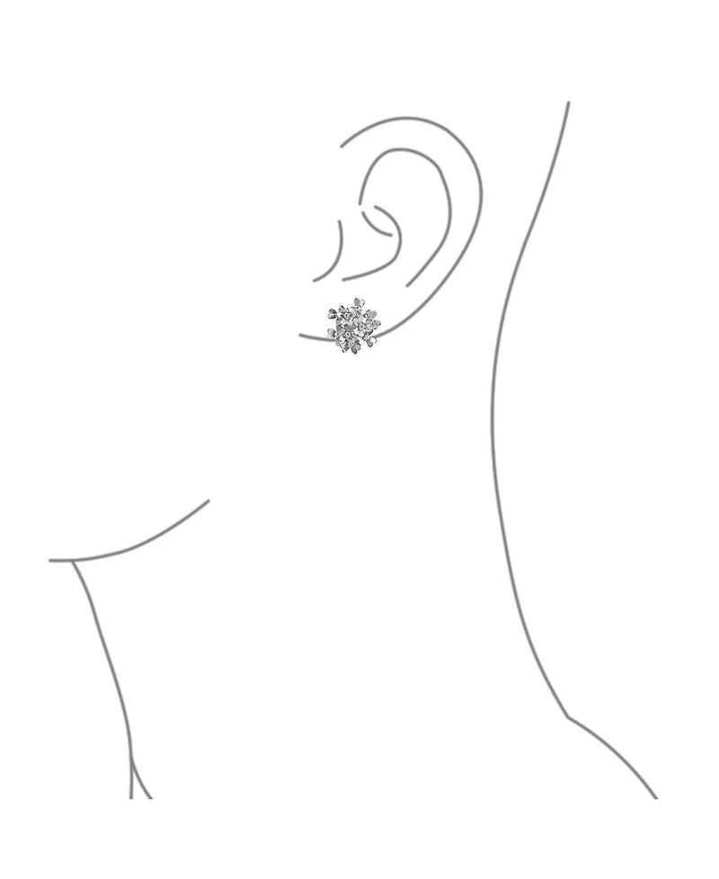 Bling Jewelry Set of 2 Floral Cz Bouquet Clip-On Earrings for Non-Pierced Ears Gold Plated