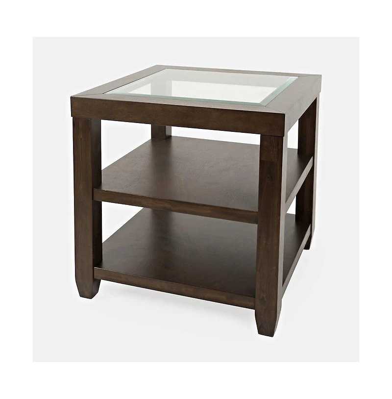Urban Icon Contemporary Glass Inlay End Table with Storage, Merlot