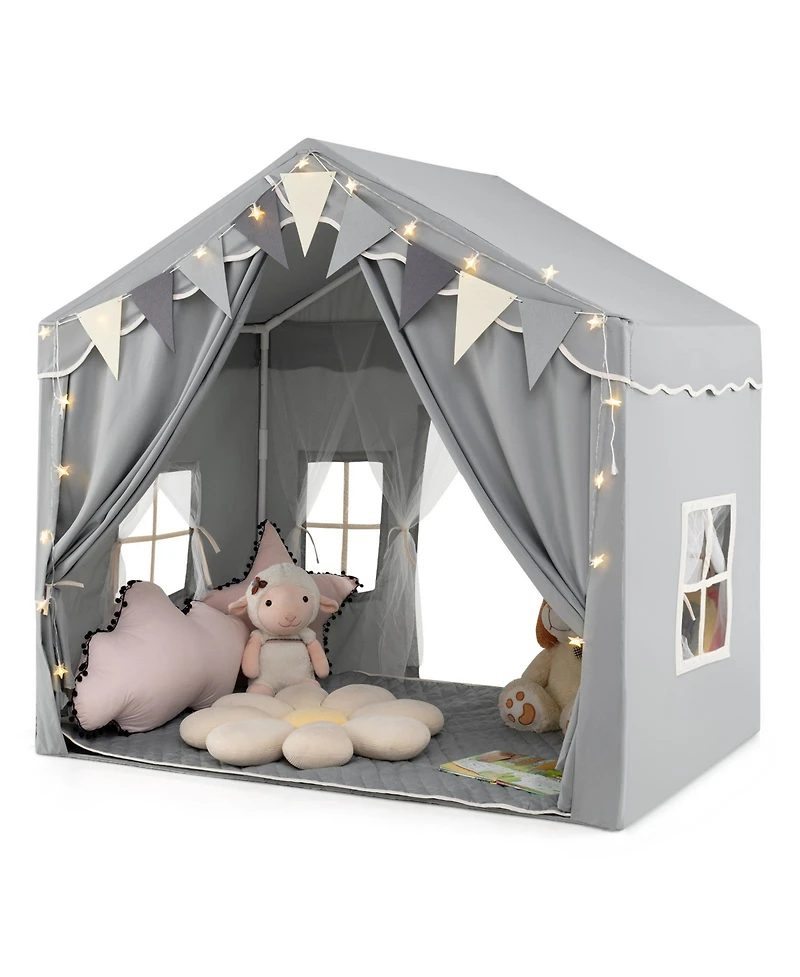 3-4 Kids Large Play Tent House with 2 Opening Doors and Star Lights