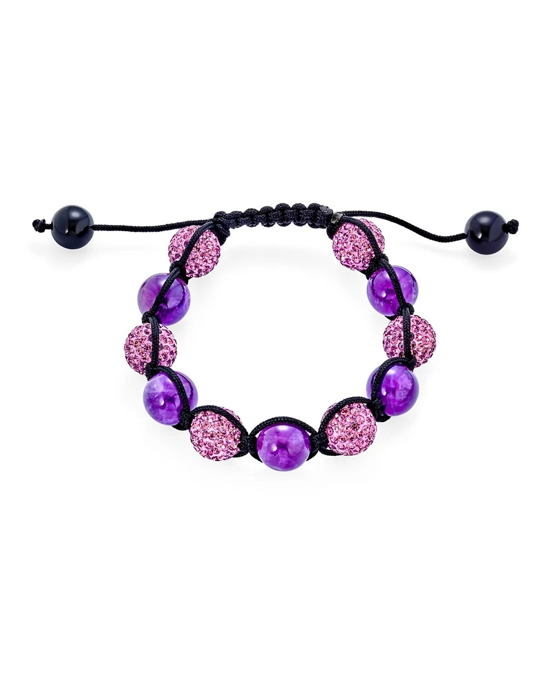 Bling Jewelry Black Pave Crystal Ball Bracelet Cord String Adjustable