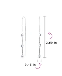 Bling Jewelry Classic Minimalist Dangle Chandelier Earrings with Cz in Sterling Silver Linear Design