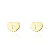The Lovery Gold Heart Padlock Stud Earrings 14k Gold