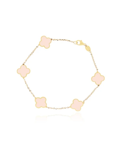 The Lovery Small Pink Pearl Clover Bracelet 14K Gold