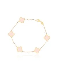The Lovery Small Pink Pearl Clover Bracelet 14K Gold