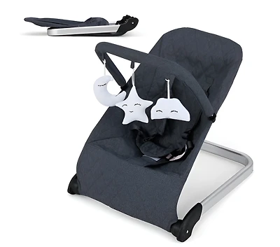 Slickblue Kids Portable Bouncer Chair with Removable Cover and Interactive Toy Bar