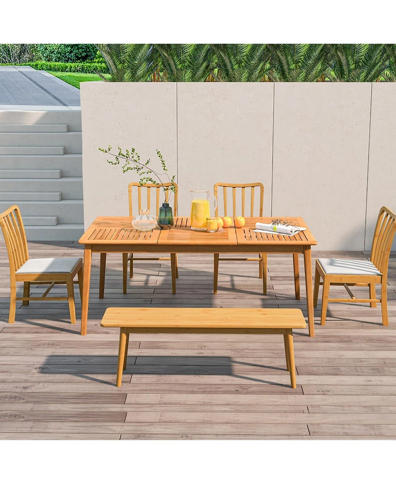 6-Person Outdoor Acacia Wood Rectangular Bistro Dining Table