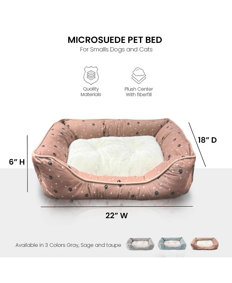 Details Microsuede Pet Bed, Dog Beds for Small Dogs and Cats, Calming Cuddler Bed for Pets with Sides and Plush Center