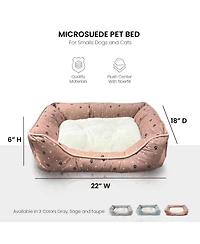 Details Microsuede Pet Bed, Dog Beds for Small Dogs and Cats, Calming Cuddler Bed for Pets with Sides and Plush Center