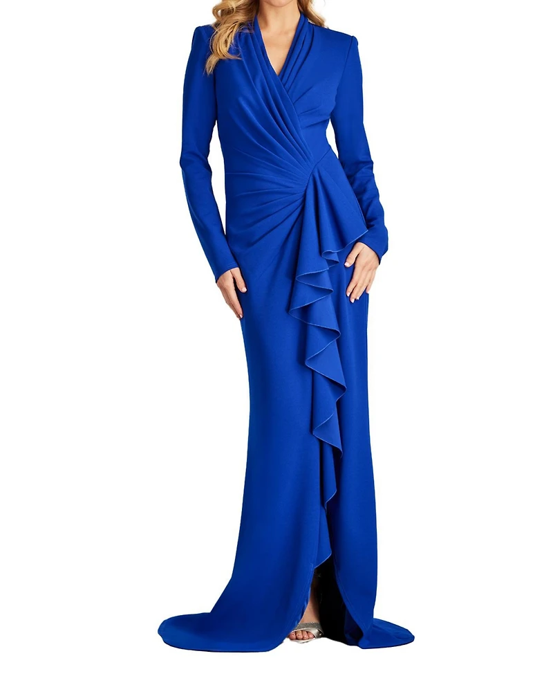 Tadashi Shoji Women's Markum Long-Sleeve Flounce Gown