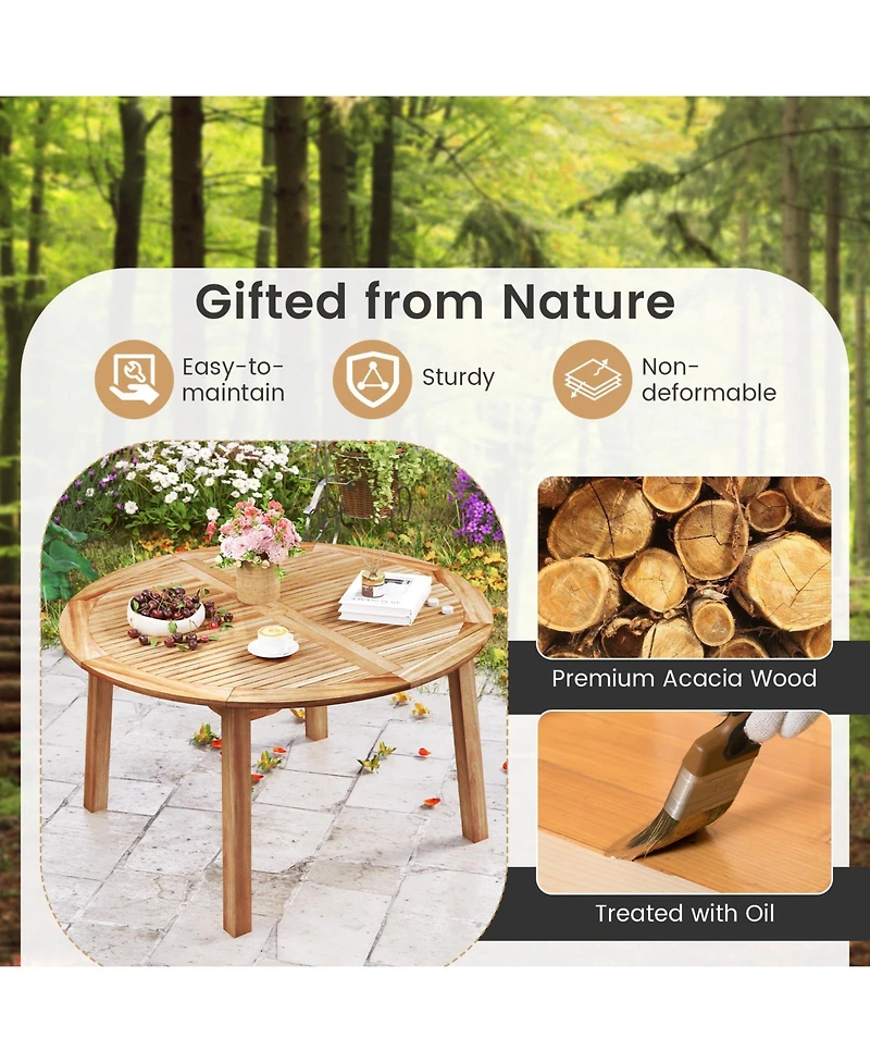 Outdoor Acacia Wood Dining Table for 4-6 People