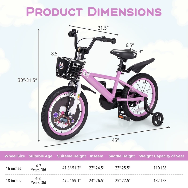 Kids Bike for 3-5 Years Old Sport Bicycle with Adjustable Handlebar and Saddle