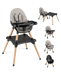 5-in-1 Baby Convertible Wooden High Chair with Detachable Tray