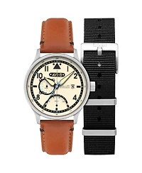 Avi-8 Men's Hawker Hurricane Mckellar Dual-Time Tan Leather Strap Watch, 44mm