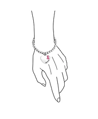 Bling Jewelry Heart Charm Id Bracelet with Pink Ribbon Breast Cancer Survivor Stainless Steel