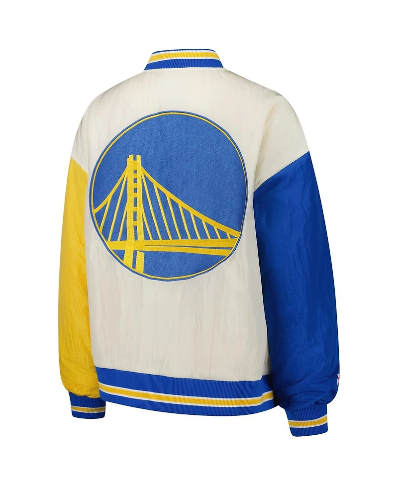 Terez Women's White Golden State Warriors Full-Snap Bomber Jacket