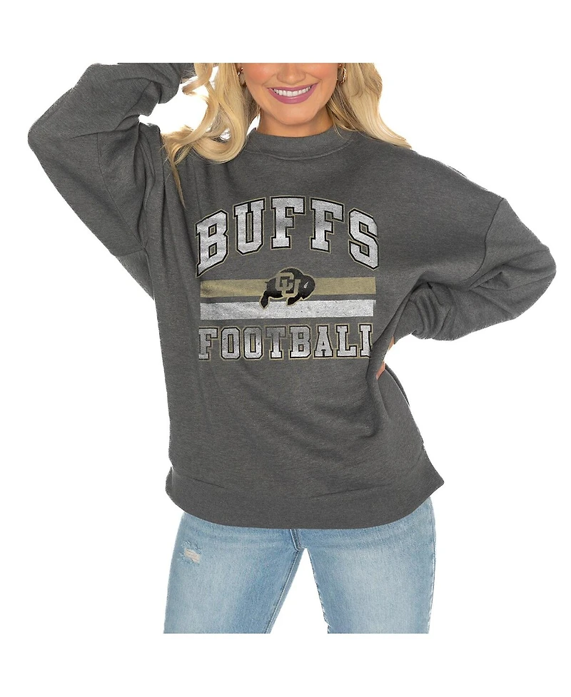Gameday Couture Women's Charcoal Colorado Buffaloes Drop Shoulder Fleece Pullover Sweatshirt