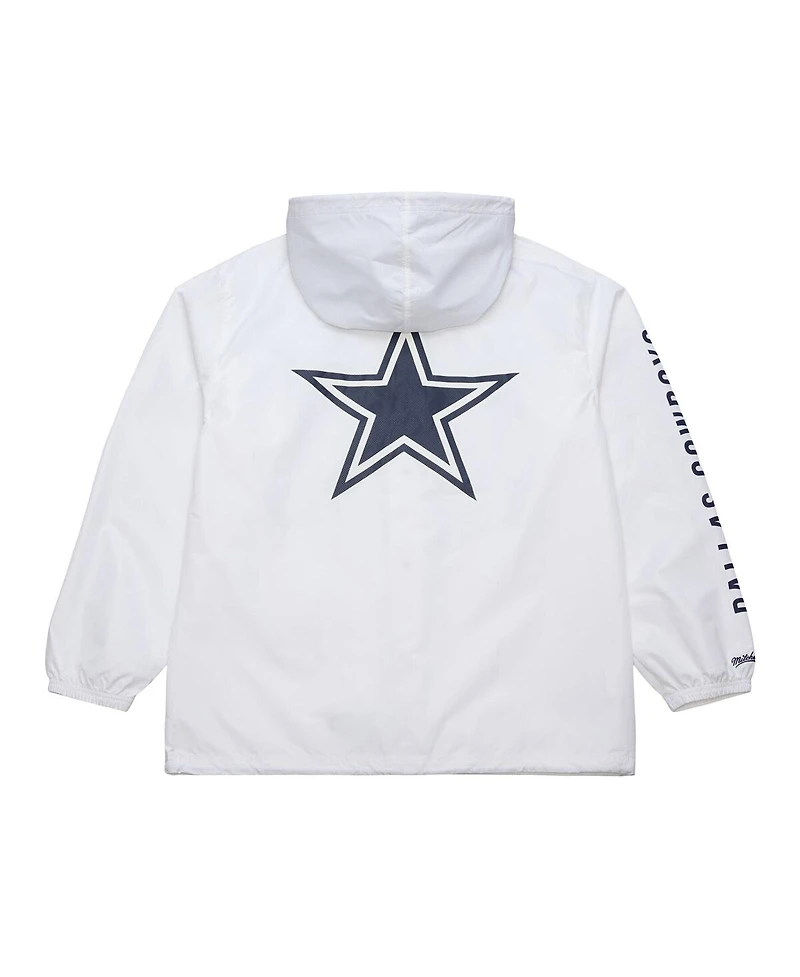 Mitchell & Ness Men's White Dallas Cowboys Vintage Logo Coaches Full-Snap Hoodie Jacket