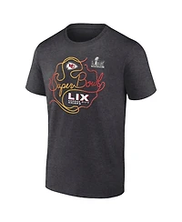 Fanatics Men's Heather Charcoal Kansas City Chiefs Super Bowl Lix Big Tall Local T-Shirt