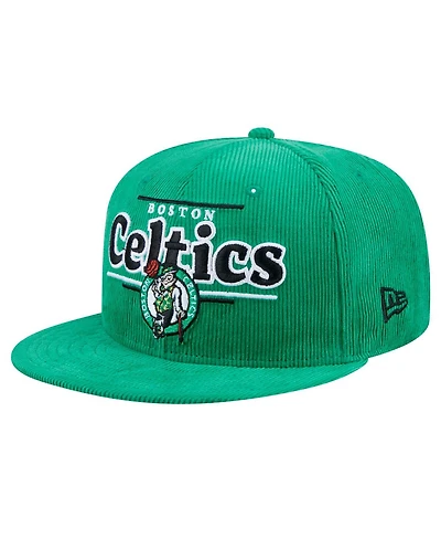 New Era Men's Kelly Green Boston Celtics Throwback Display Corduroy 9FIFTY Snapback Hat