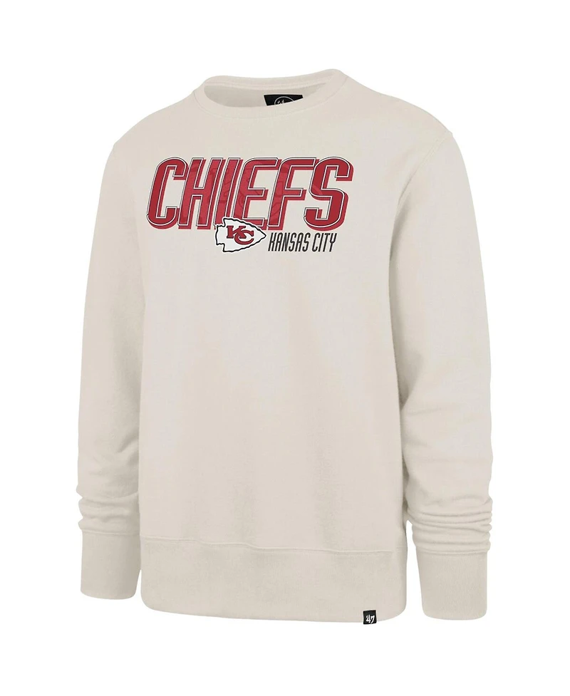 '47 Brand Men's Cream Kansas City Chiefs Locked Headline Pullover Crewneck