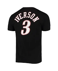 Mitchell & Ness Men's Allen Iverson Black Philadelphia 76ers Hardwood Classics Stitch Name Number T-Shirt