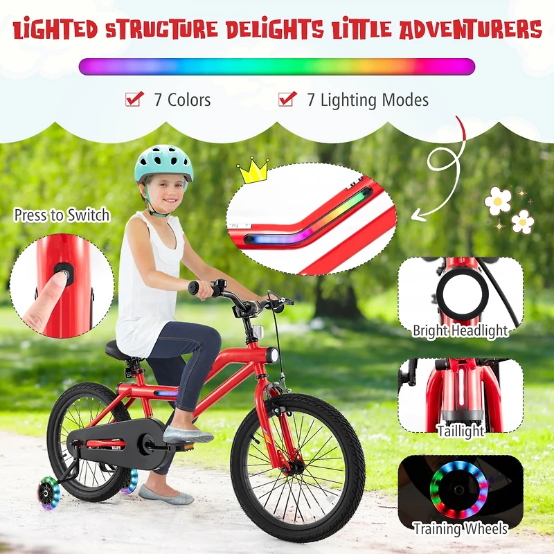 Kids Bike with Led Lights Adjustable Bicycle for Fun and Safe Riding