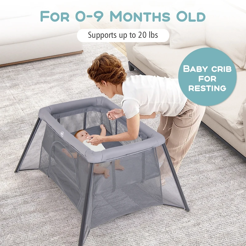Foldable Baby Playpen with Safety Sides, 2-in-1 Design for Secure Playtime