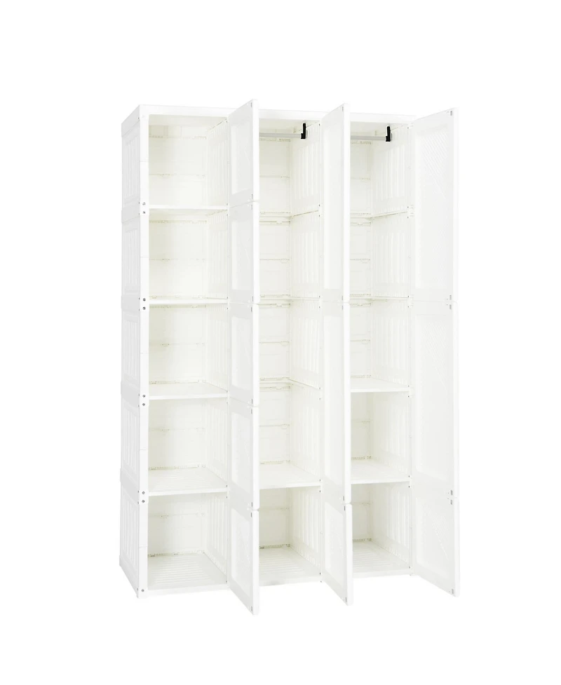 Foldable Armoire Wardrobe Closet with 10 Cubes for Organized Storage and Space-Saving Solution