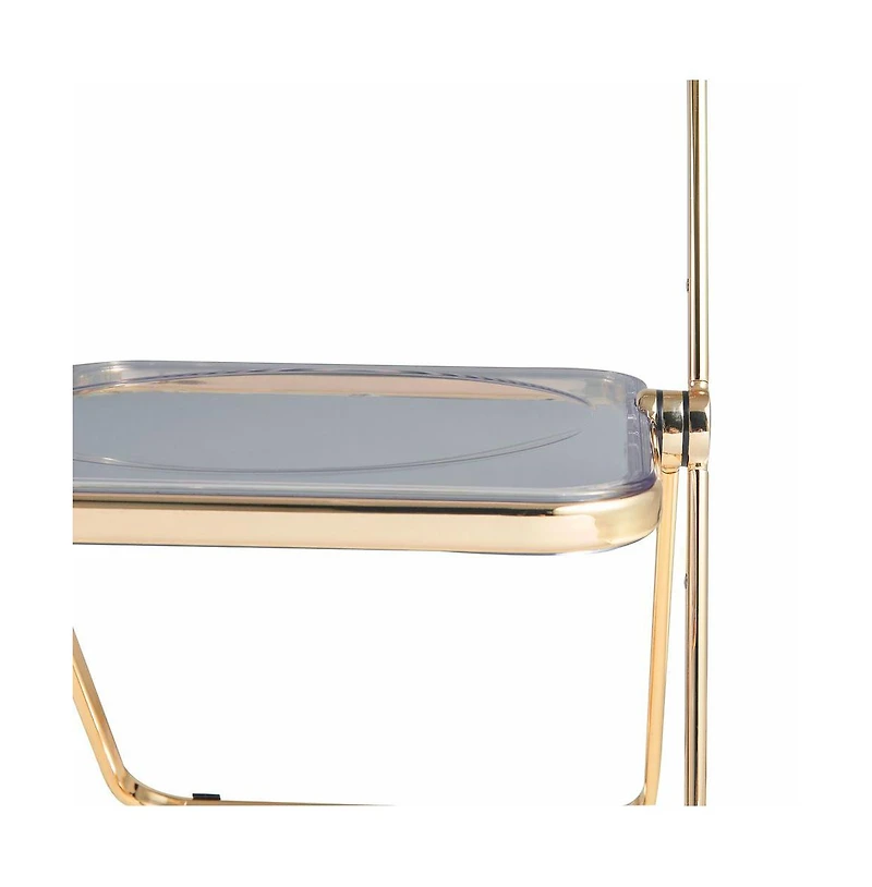 Lawrence Acrylic Folding Chair Black With Gold Metal Frame