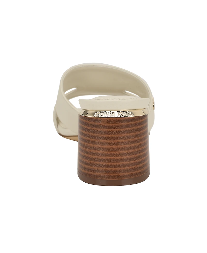 Calvin Klein Women's Valery Logo Block Heel Slide Sandals