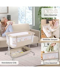 Baby Bassinet Bedside Sleeper with6-Level Adjustable Height