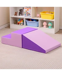 2-Piece Step and Slide Climber for Infants Toddlers Soft Play Set with Blocks Baby Fun