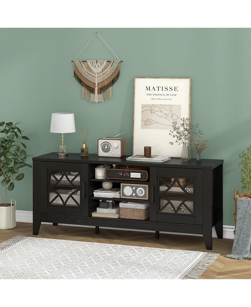 Farmhouse Tv Stand for TVs with Up to 4 Adjustable Shelves and Storage Space