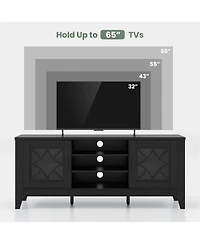 Farmhouse Tv Stand for TVs with Up to 4 Adjustable Shelves and Storage Space