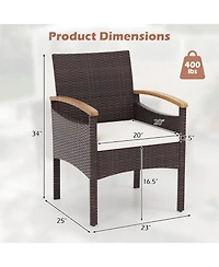 Patio Dining Chairs with Acacia Wood Armrest and Heavy Duty Metal Frame-2 Pieces